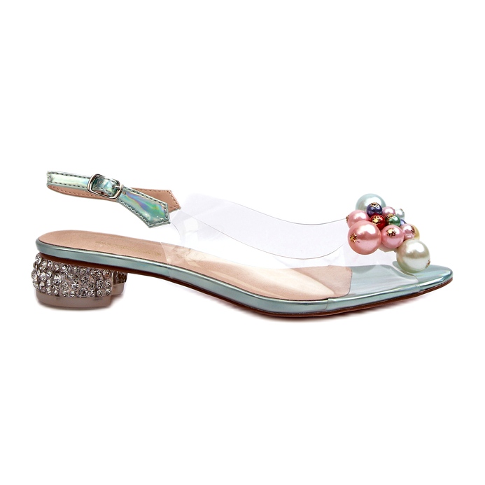 S.Barski Prozirne sandale na nisku petu s ukrasom u zelenoj boji D&amp;A MR38-368 zelena