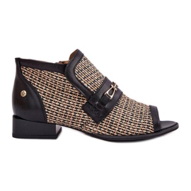 Ženske kožne čizme s golim prstima Maciejka 06934-39/00-1 crne i bež crna