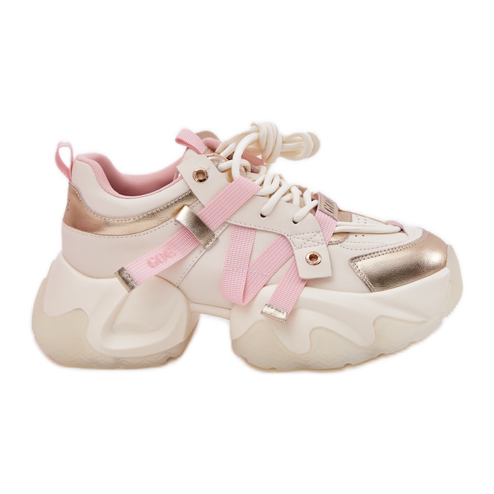 Ženske kožne tenisice na ogromnom potplatu goe rr2n4031 bež