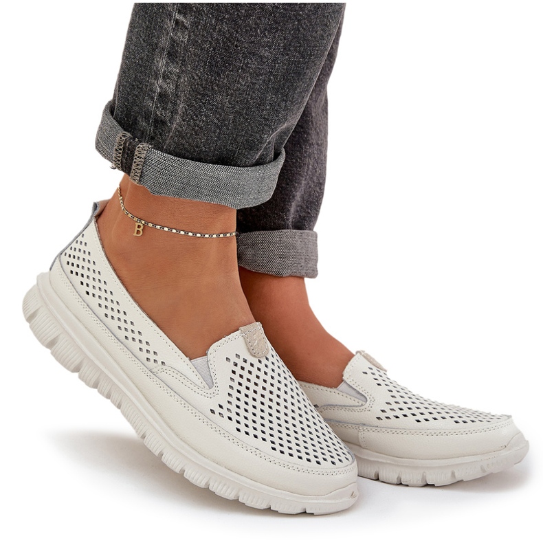 Evento Lagana kožna otvorena loafers 24pb18-6870 bijela