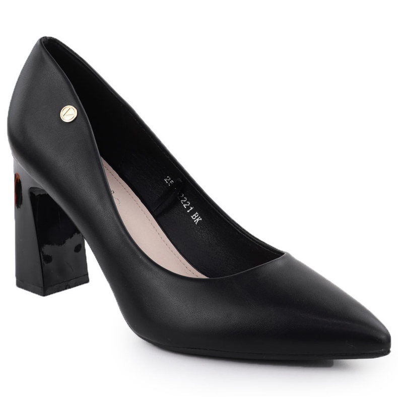 Ženske pumpe na dekorativnom postu Black Vinceza 62221 crno