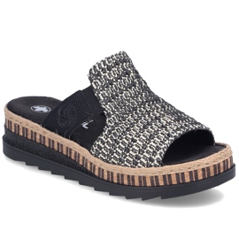 Kožni ženski kožni klinovi crni crni rieker v7953-00 crna