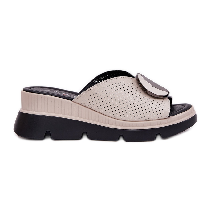 S.Barski Ženske kožne papuče s ukrasom S. Barskog LR51-662 bež