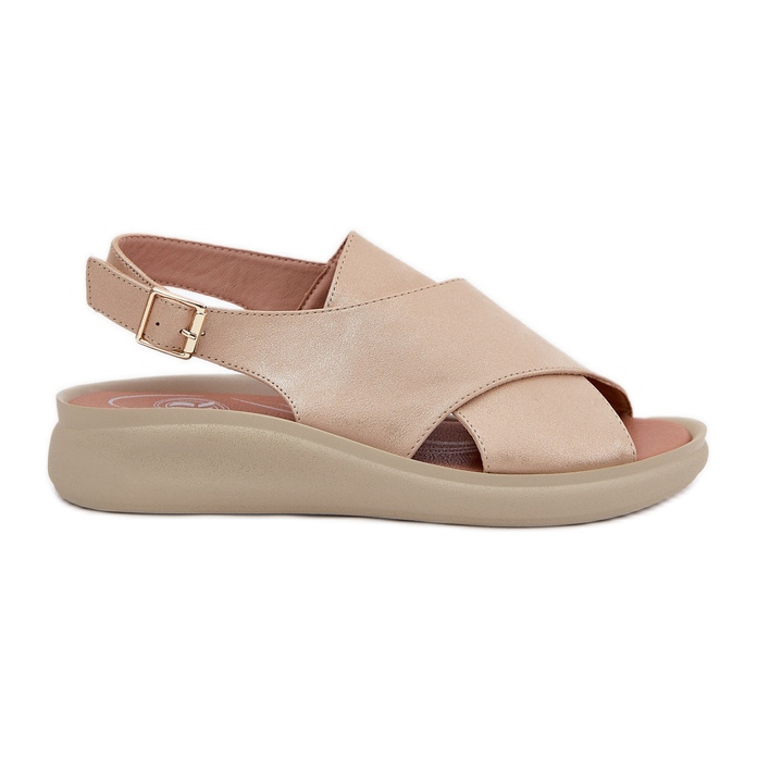 Jezzi Ženske sandale s eko kožom zlatom zlatna