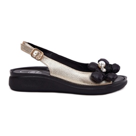 Jezzi Ženske sandale s ukrasnim zlatnim cvijetom