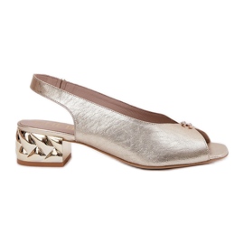 Kožne elegantne ženske sandale chebello 4724 Zlotys zlatna