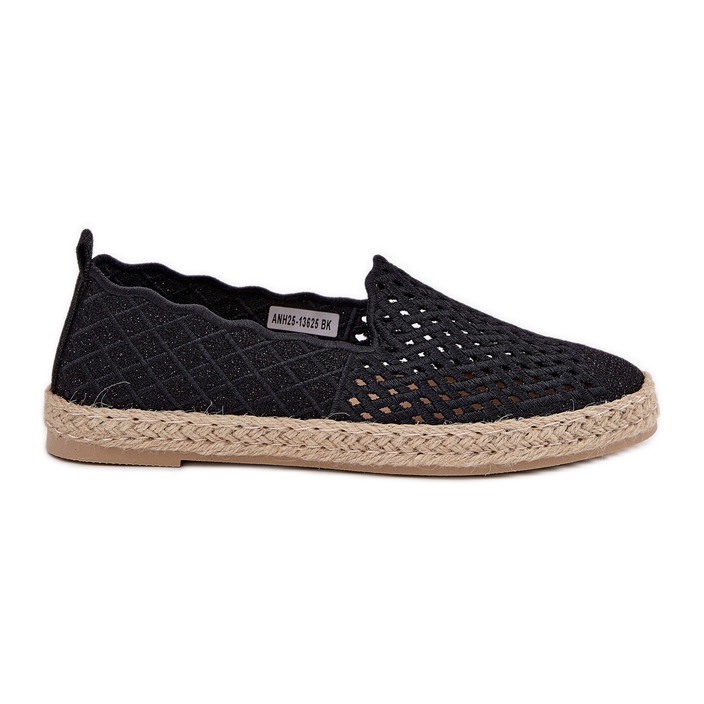 Vinceza Ženske espadrile s Vincezom 13625 Crna pletenica crno