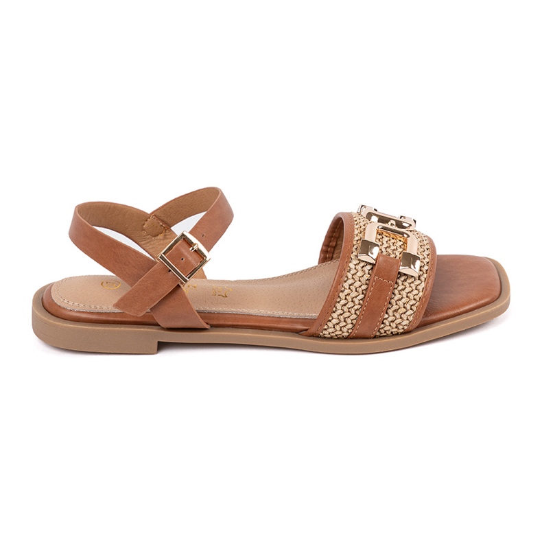 Goodin Smeđe sandale s kožnim umetkom smeđa