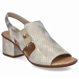 Ženske sandale sa visokim potpeticama Golden Rieker 64665-60 zlatni