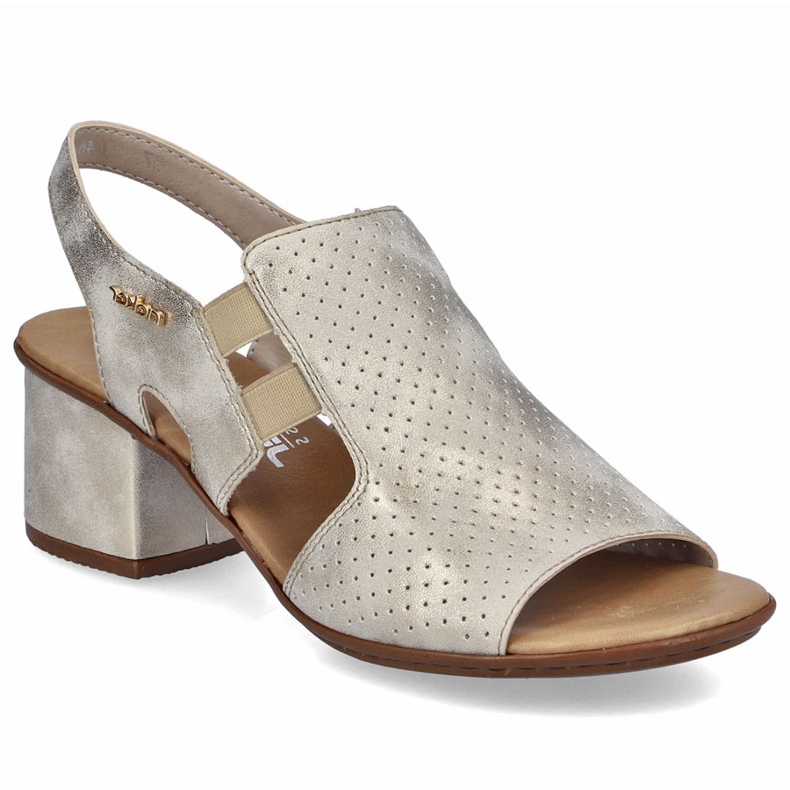 Ženske sandale sa visokim potpeticama Golden Rieker 64665-60 zlatna