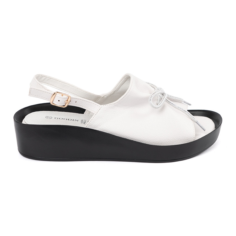 Goodin Bijele sandale klina s kožnim umetkom bijela