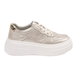 Zlatne tenisice na kožnoj platformi Sergio Leone zlatni