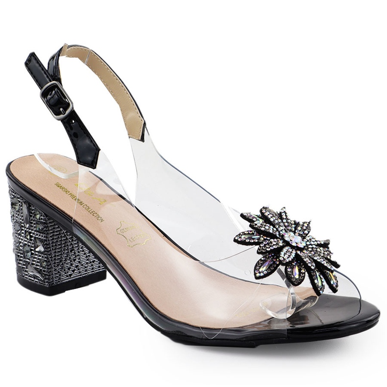 S.Barski Prozirne ženske sandale na stupu s cirkonima carne S. Barski MR51-002 crno