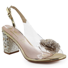 S.Barski Transparentne ženske sandale na pošti s cirkonima złote d &amp; a S. Barski MR51-702 zlatni