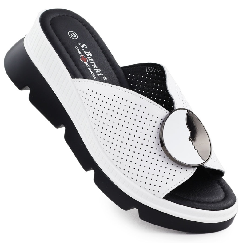 S.Barski Ženska kožna kožna letvica otvorena białe S. Barski LR51-662 bijela