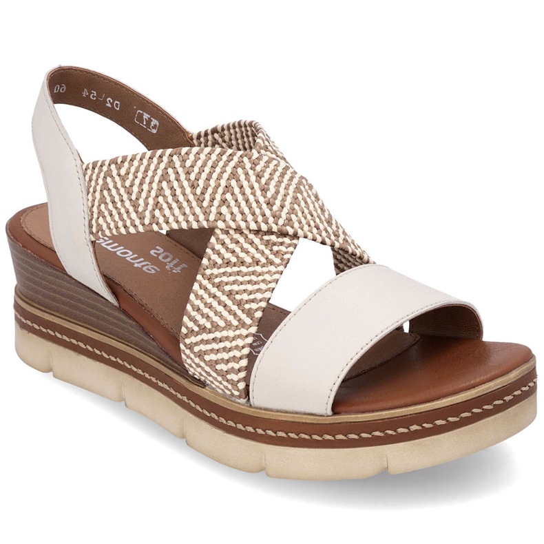 Kožne sandale s elastikom kliznu na bež remonte d2l54-60