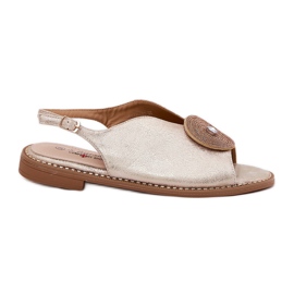 S.Barski Sjajne ženske sandale ukrasni detalji S. barski KV51-012 Zlotys zlatni