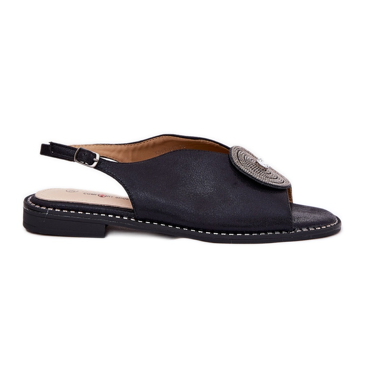 S.Barski Sjajne ženske sandale ukrasni detalji S. barski kv51-012 crni crno