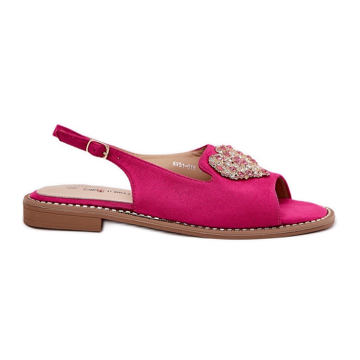 S.Barski Ženske sandale s ukrasnim srcem S. Barski KV27-018 Fuksja ružičasta