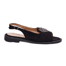 S.Barski Ženske sandale s ukrasnim srcem S. Barski KV27-018 Black crna