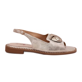 S.Barski Sjajne ženske sandale s ukrasom S. Barski KV51-006 Zlato zlatna