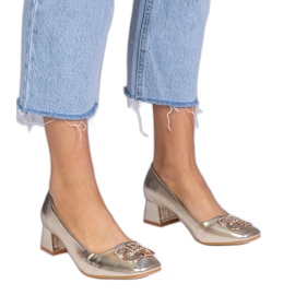 Zlatne pumpe s niskim potpeticama s cirkonima zlatni