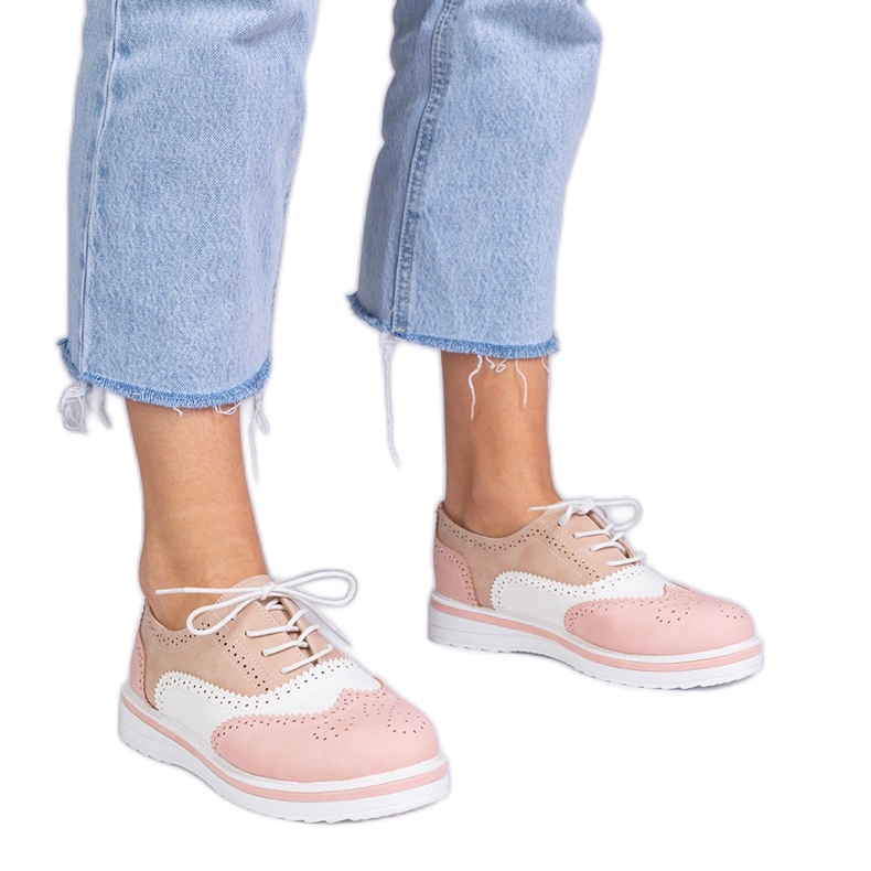 Ružičaste klasične Oxford cipele ružičasta