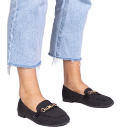Crni loaferi s mat finišom sa zlatnim ukrasom crna