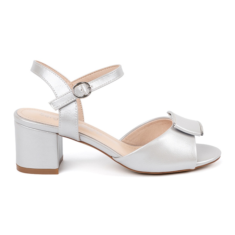 Sergio Leone Sandale na stupu žena s otvorenom srebrnom petom srebro