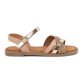 Zlatne ženske sandale na ravnom potplatu Sergio Leone zlatni