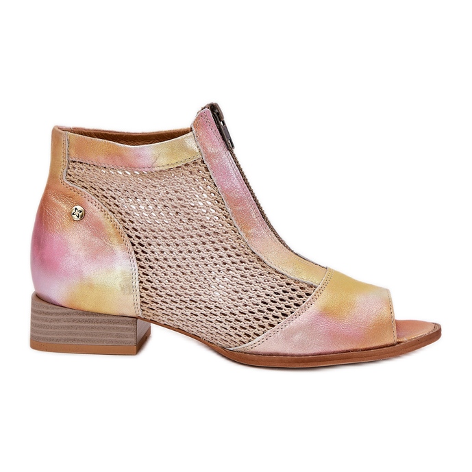 Ženske kožne čizme s ravnim petom s golim prstima Maciejka 06413-15 Pink-Orange ružičasta