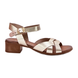 Kožne sandale s osjetljivom petom zazoo 40372 zlato zlatni