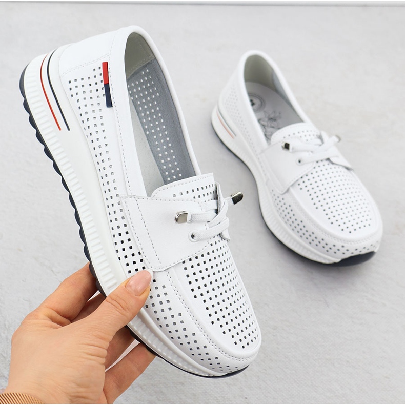 Evento Ženske kožne cipele Openwork White događaj 8443 bijela