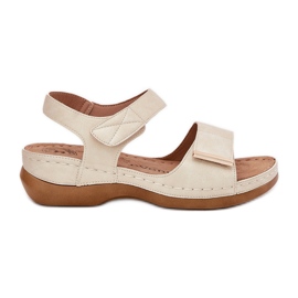 Evento Udobne ženske sandale čičak zlatni