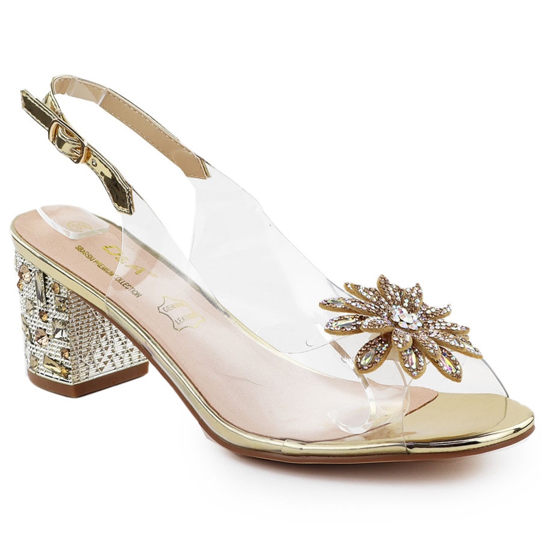 S.Barski Transparentne ženske sandale na pošti s cirkonima złote d &amp; a S. Barski MR51-002 zlatna