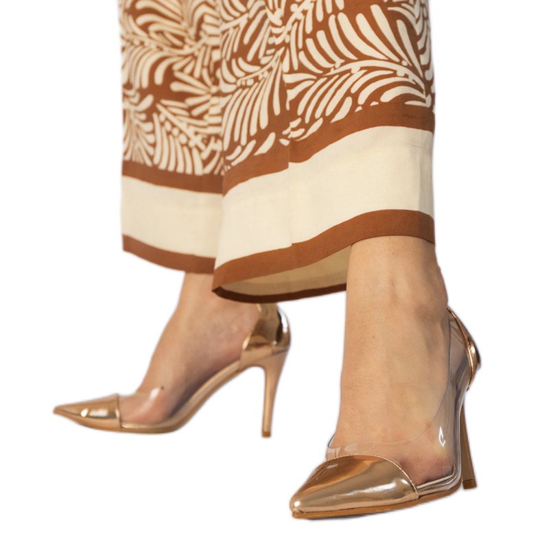 Klasične pumpe šampanjca s prozirnim gornjim dijelom zlatna