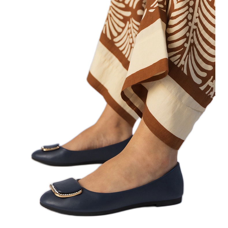 Mornarsko plave ženske balerine s cirkonima plava