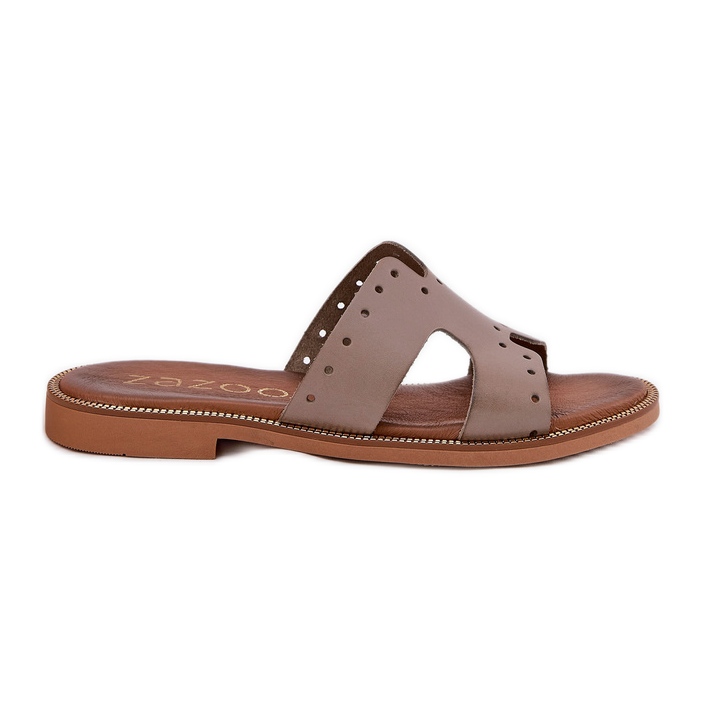 Zazoo 40326 Ženske papuče s ukrasnim izrezima tamna blagoda bež