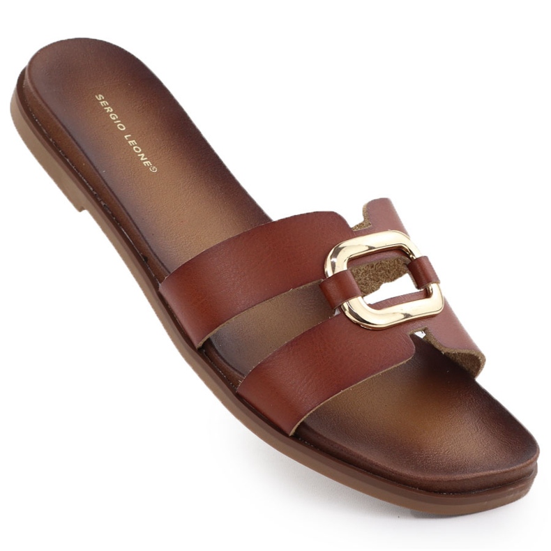 Ženske papuče s ukrasom smeđi Sergio Leone SK077H smeđa