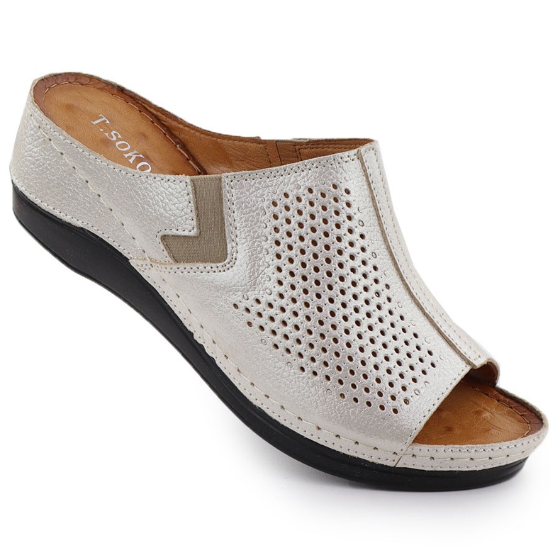 Ženski kožni klinovi sa zlatnim klinovima s brisačem T.Sokolski L25-157 zlatna