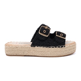 Seastar Crni flip na platformu s kopčama crna