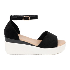 Seastar Crne ženske sandale na bijelom klinu crna