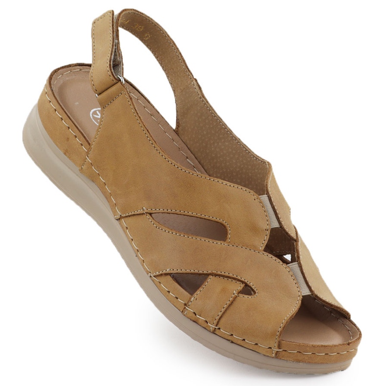 Kožne ženske sandale na klinovima svijetlo smeđi helios 144 smeđa