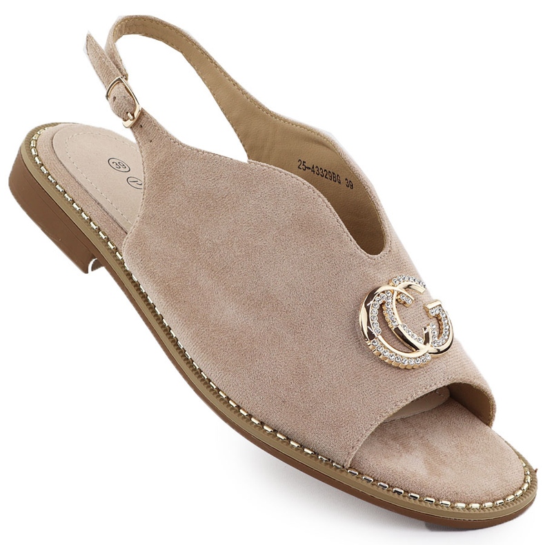 Ženske sandale sagrađene bež ukrasom 43329 Potocki