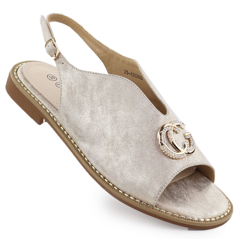 Ženske sandale sagrađene ukrasom zlatnih 43329 Potocki zlatna