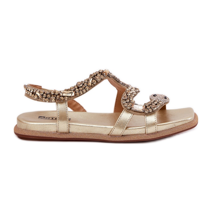ARTIKER Ženske sandale s ukrasom Eco kože crijevo Artker 56C1362 zlato zlatna