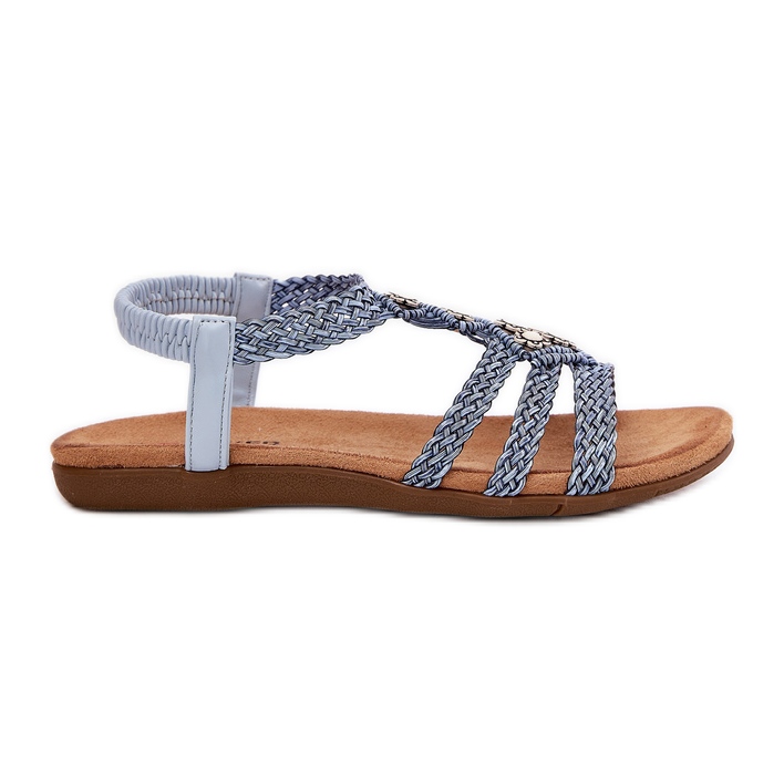 Ženske ravne sandale s pletenicama Artiker 56C1325 Plave pruge plava