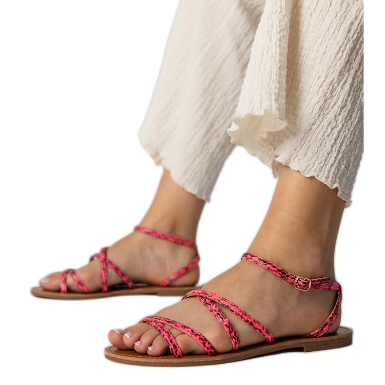 Ružičaste sandale na ravnom potplatu ružičasta