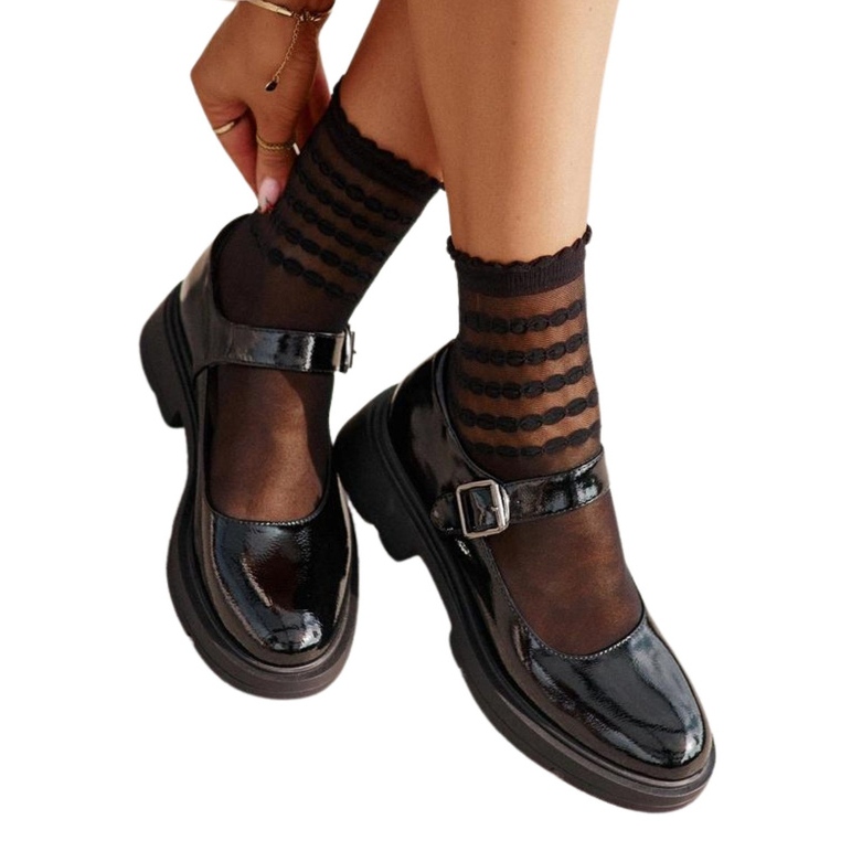 Vinceza Lakirane ženske cipele s crnim Vincezom 62179 pojas crno