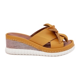 ARTIKER Ženski kožni klinovi s ukrasnim cvjetnim umjetnikom 52c0504 žuti žuta boja